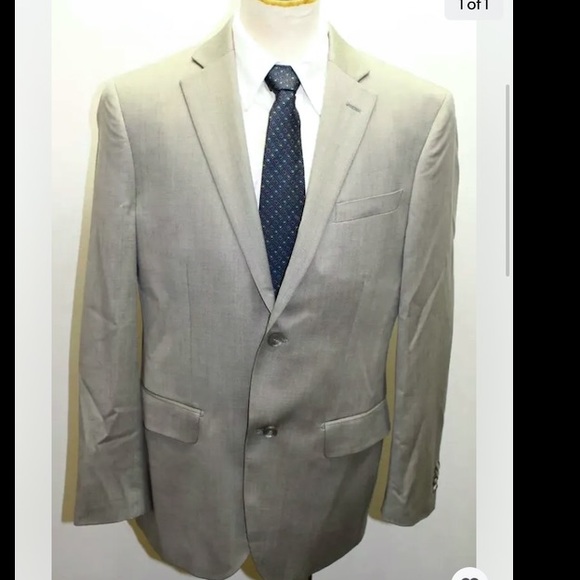 Daniel Hechter Men Blazer Gray Pure Wool Lined 2 Buttons 40R - Picture 1 of 7